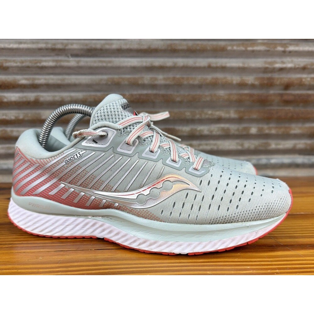 Saucony Guide 13 Women's Running Shoe Size 10 Sky Grey Green Coral S10548-45